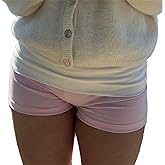 Women Y2k Fold Over Striped Shorts Cute Contrast Color Elastic Low Waist Slim Fit Micro Shorts Pjs Mini Sleep Bottoms