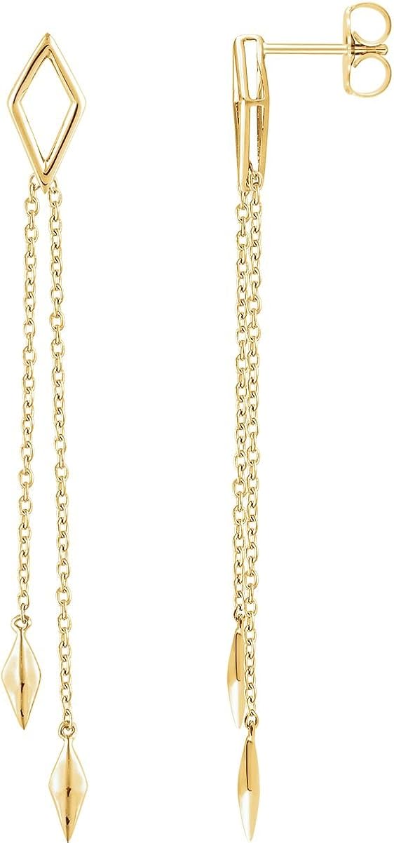 Geometric Chain Earrings, 14k Yellow Gold Jewelry