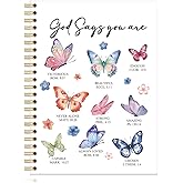QYUVK God Says You Are Hardcover 160 Pages Lined Spiral Notebook, Butterfly Christian Notebook for Women, Notebook for Bible Notes, Bible Verse Inspirational Office Supplies Gifts for Christian