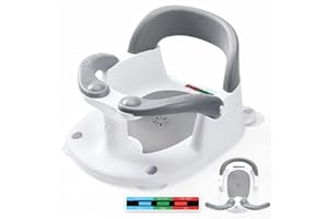 NFSVLB Baby Bath Seat for Babies 6 Months & Up Sitting Up with Temperature Alert+Soft Cushion+Suction Cup,Infant Bath Seat for Baby Bath Chair Toddler Bath seat for Bathtub Tub Shower Grey
