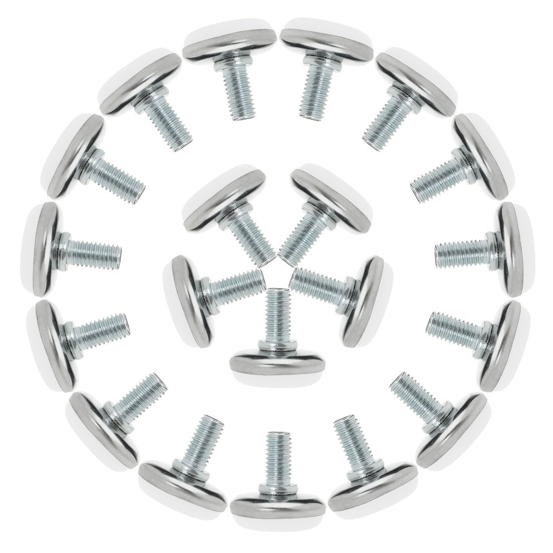 sourcingmap M8 x 25 x 30mm Screw on Furniture Glide Leveling Feet Floor Protector Adjustable Leveler for Chair Machine Leg 20 Pack