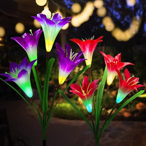 Amazon Com Outdoor Solar Garden Stake Lights 2 Pack Upgraded Solar