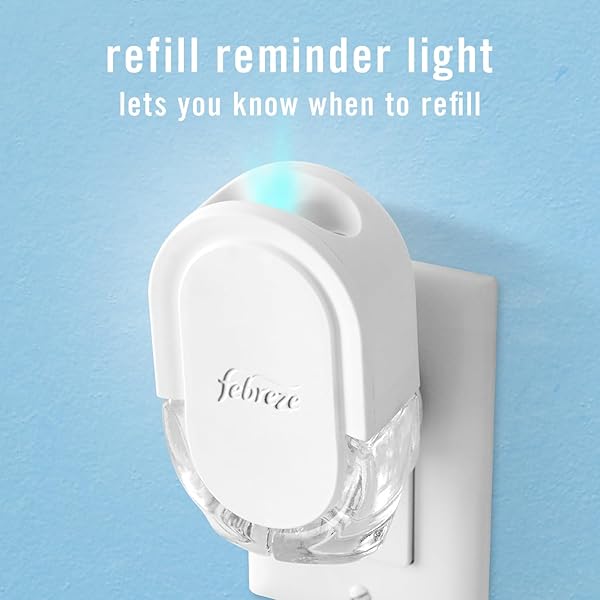 FEBREZE PLUG IN AIR FRESHENER, ODOR-FIGHTING SCENTED OIL STARTER KIT, AIR FRESHENERS FOR HOME AND BATHROOM AND KITCHEN, LONG LASTING FOR STRONG ODORS, GAIN ORIGINAL SCENT, WARMER + 2 REFILL