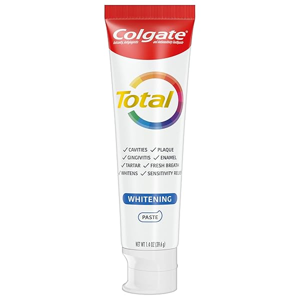 COLGATE TOTAL WHITENING TRAVEL TOOTHPASTE, MINT TOOTHPASTE FOR TRAVEL, CARRY-ON SIZE TOOTHPASTE, 1.4 OZ TUBE