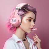 Ozeino Gaming Headset with Microphone Pink 50mm Drivers 3D Surround PS5 PS4 view 7