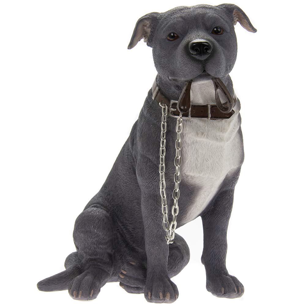 The Leonardo Collection Staffordshire Bull Terrier Dog Ornament Walkies Range (Blue Staffordshire Bull Terrier)