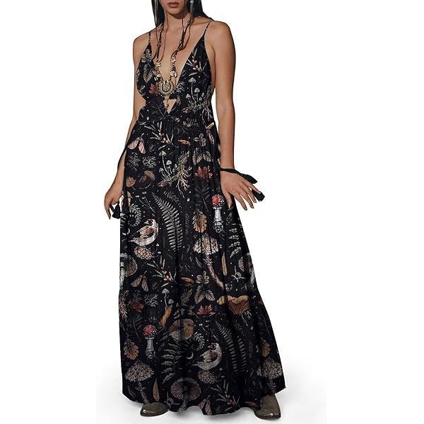 WNICELIN Wizard Frog Witchy Maxi Dresses for Women Long Sleeve Dress Casual Loose Party Dress at Amazon Women's Clothing store