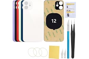 UooFide Back Glass Cover Replacement Compatible with iPhone 12 6.1-Inches All Carriers with Installation Manual + Repair Tools Kit (White)