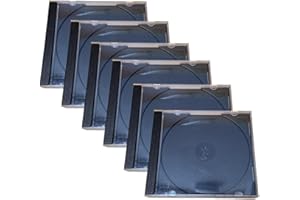 NYGHMY 6 Pack Standard Clear CD Jewel Cases - 10.4mm Single Disc Storage with Assembled Black Tray - Professional Media Packa