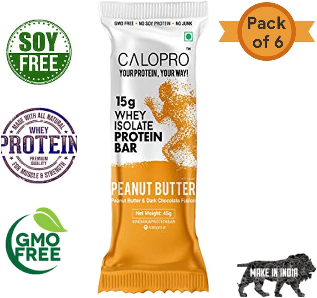 CaloPro Classic Peanut Butter Whey Protein Bar - Pack of 6