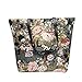 Signare Women’s Navy & Pink Fashion Canvas Tapestry Shoulder Tote Handbag, Travel Handbags for Shopper, Daily Purse Tote Bag with Peony Flower in Black (SHOU-PEO)