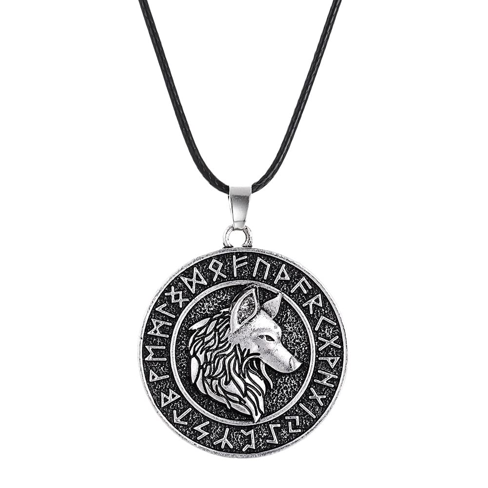 southbankstore Nordic Viking Pirate Odin Mount Celtic Wolf Necklace Navin Pendant for Men Retro Rune Punk Necklaces Male Jewelry