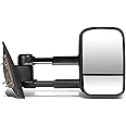 DNA Motoring TWM-003-T222-BK-R Right/Passenger Side Manual Tow Mirror Compatible with 07-13 Silverado 1500 1500HD 2500HD, Suburban 1500 2500/07-14 Silverado 3500 3500HD, Black