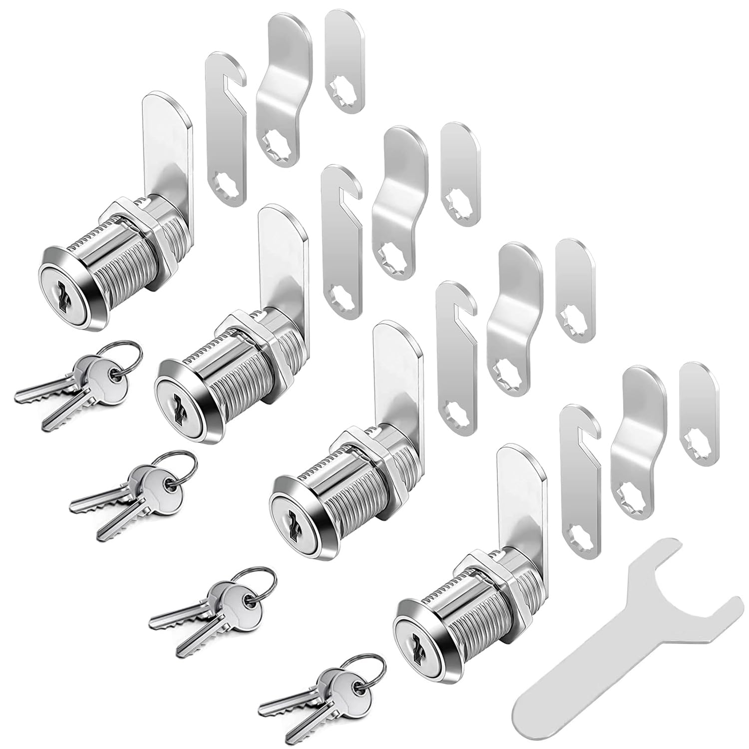4 Cabinet Locks + 8 Universal Keys, Cylinder Lock Suitable for Mailbox, Locker, Cabinet, Wardrobe and so on, 4 Models to Choose from, 20mm