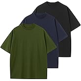 KEEPSHOWING Men's Cotton T-Shirts Oversized Unisex Short Sleeve Crew Neck Loose Basic Tops Solid Athletic Tee