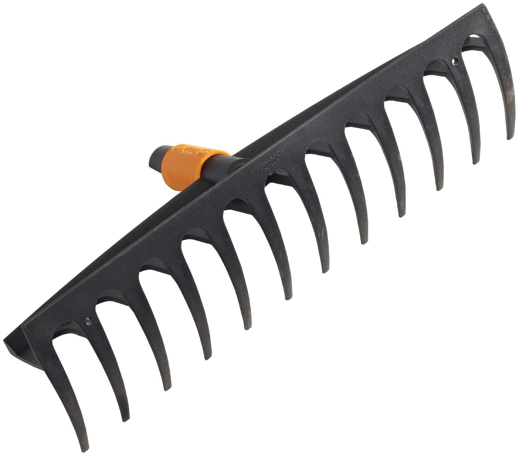 Fiskars Rake with 12 Prongs, Tool Head, Width: 41 cm, Glass Fibre Reinforced Plastic Prongs, Black/Orange, QuikFit, 1000643