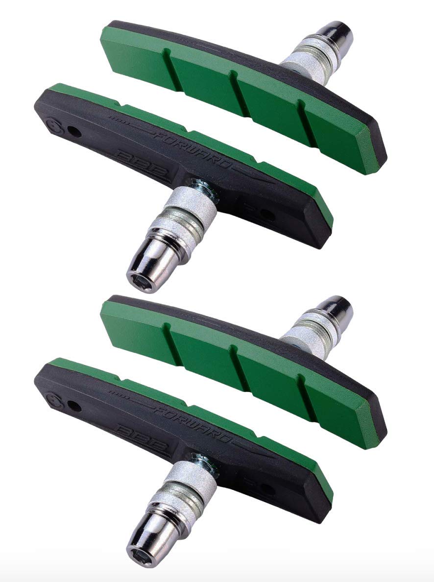 BBB Cycling Unisex's BBS-04E EStop Quality Brake Shoes for Electric Bikes, 2 Pairs (4 Pieces), One Size, E-bike, Grün