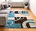 Well Woven Ruby Echo Shapes & Circles Geometric Blue 3 by 5 Rug - Small Blue Accent Rug with Geometric Design, Hand Carved Circle Pattern, Stain Resistant, Abstract Style Carpet, Soft, Vibrant, Plush
