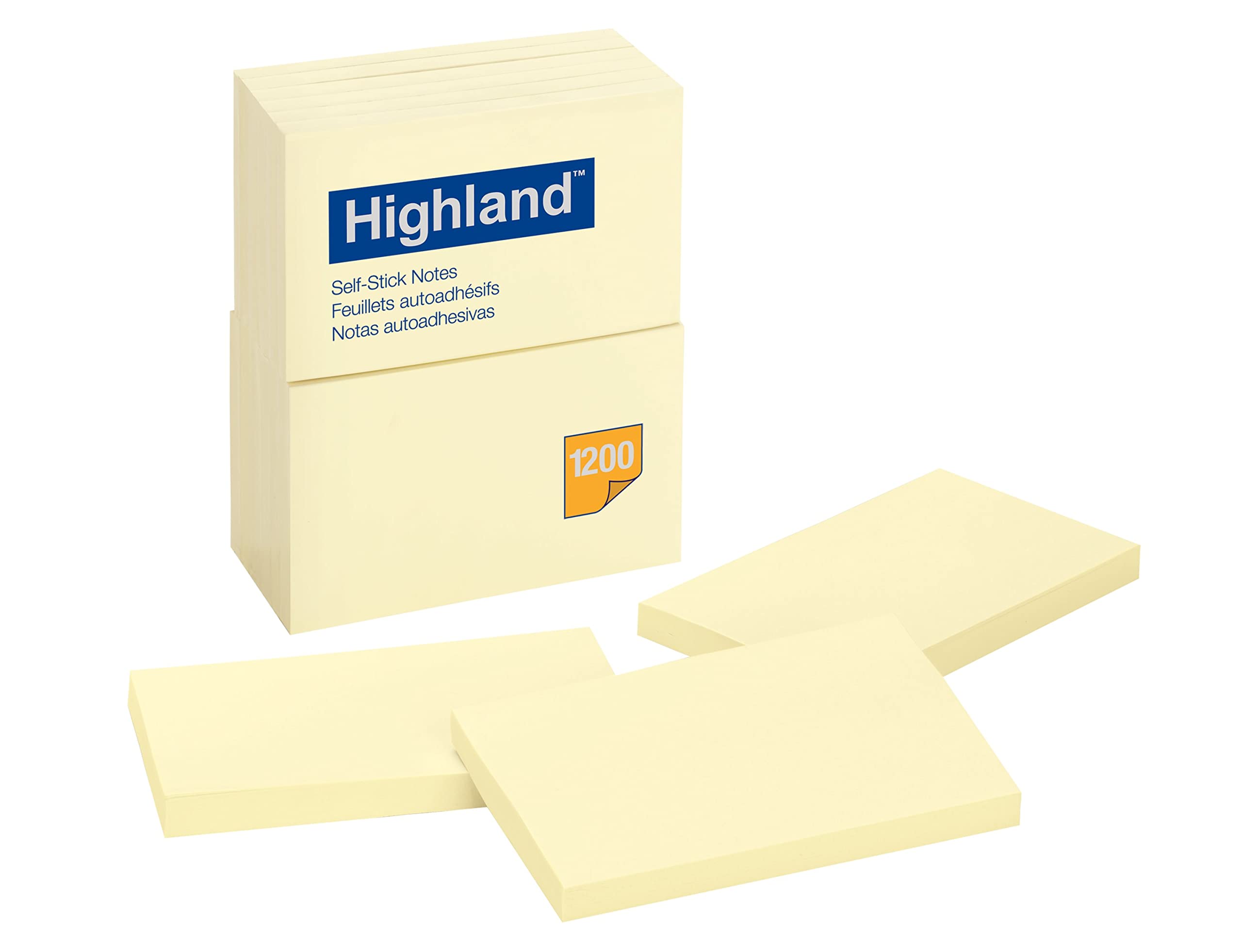 Highland Sticky Notes, 3 x 5 Inches, Yellow,(6609) (Pack of 144) Image