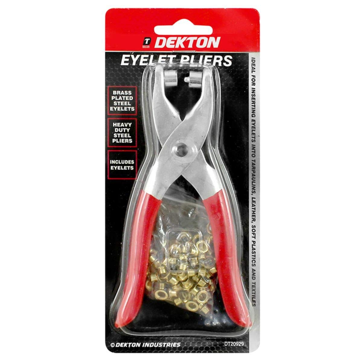 DEKTON DT20929 Eyelet Pliers, Red&Silver