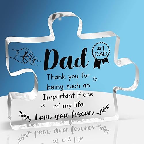 Birthday Gifts for Dad, Bonus Best Dad Birthday Gifts from Daughter Son, Acrylic Father Plaques Gifts for Birthday, Thanksgiving, Father's Day Presents for Dad Father Grandpa Stepdad Father-in-Law