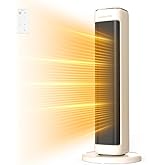 AIRMATE 25" Tower Space Heaters for Indoor Use, 1500W Heater for Bedroom, 80°Oscillating Ceramic Portable Heater, 3 Modes 24H