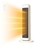 25" Space Heaters For Indoor Use Large Room, Electric Heaters For Indoor Use with Thermostat, Oscillating Room Heaters with Timer, Remote Control, Overheat Protection Tower Heater for Bedroom (Beige)