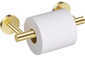SOAEZ Brushed Gold Toilet Paper Holder Wall Mount, Double Base Large Toilet Paper Roll Holder Stainless Steel Bathroom Hardware Accessories, Commercial Toilet Paper Dispenser