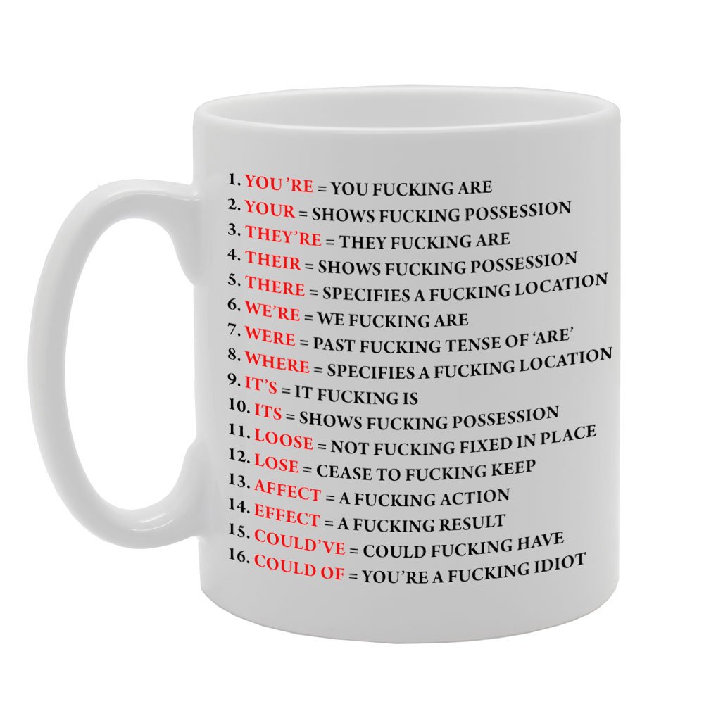 MG921 Grammar Expletive Mug Novelty Funny Gift Mug Novelty Gift Printed Tea Coffee Ceramic Mug