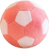 zxmbeddings Soccer Plush Ball Shaped Pillow Toy Football Stuffed Animal Room Decor, Pink,9.8"