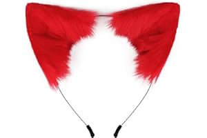 QinRuan Cat Fox Faux Fur Ears Headband Cute Halloween Fancy Dress Cosplay Handmade Animal Furry Ears Hair Hoop