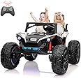 2 Seaters 24V Ride on UTV with Remote Control,10AH Battery, 400W Powerful Motors with 17" EVA Wheels, 20.5“ Seat Width Electric Ride Toy with Metal Suspension,LED Lights,Music,Horn (White)