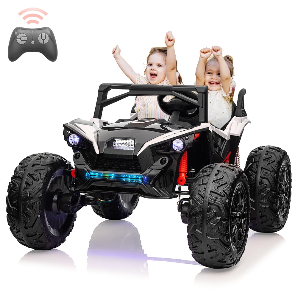 Photo 1 of 2 Seaters 24V Ride on UTV with Remote Control,10AH Battery, 400W Powerful Motors with 17" EVA Wheels, 20.5“ Seat Width Electric Ride Toy with Metal Suspension,LED Lights,Music,Horn (White)