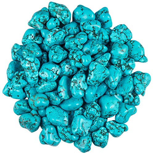 SUNYIK Green Howlite Turquoise Polished Stone, Irregular Tumbled Crystal Point Loose Gemstone for Healing Reiki Jewelry Making Decoration 0.7’’-1.5’’ 0.5lb (9-15pcs) - Thumbnail 6