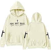 UNIQUEONE Christian Hoodies for Women Faithful Jesus Sweatshirt Religious Pray Wait Trust Graphic Pullover Tops