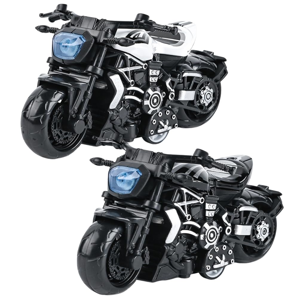 HATFRYF Motorbike Toy, Motorcycle Toys For Boys, Friction Powered Play Motorbike Push, Model Motorcycle PVC Street Machine Kids Gift Set - 2pcs — image 1