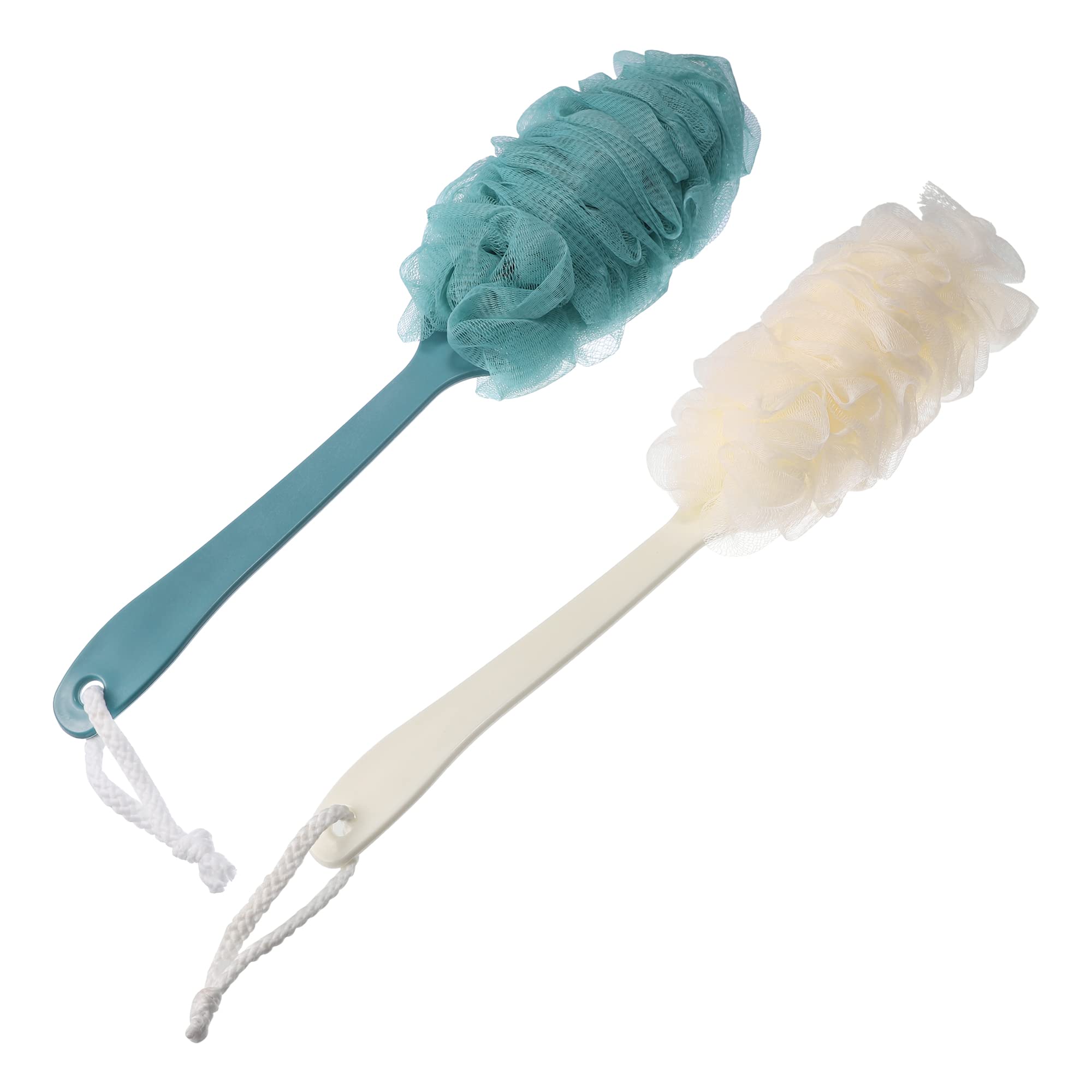 VOCOSTE 2 Pcs Body Bath Brush, Back Scrubber for Shower, PP Mesh, Blue Beige