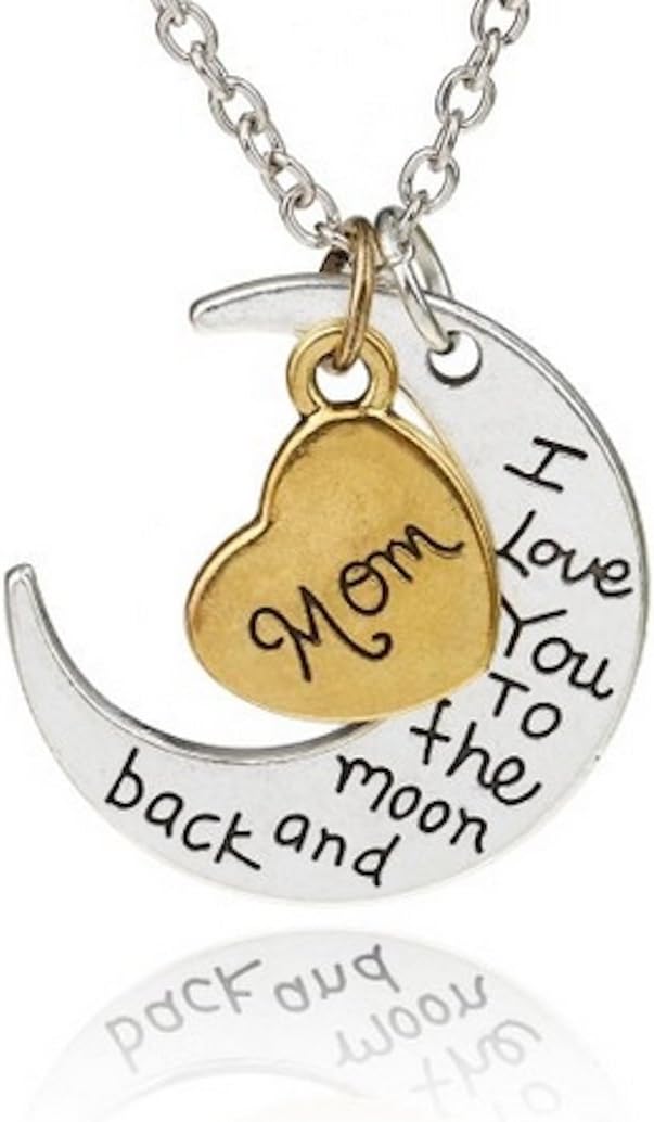 Gold / Silver I Love You To The Moon & Back Necklace Pendant Charm Gift Present