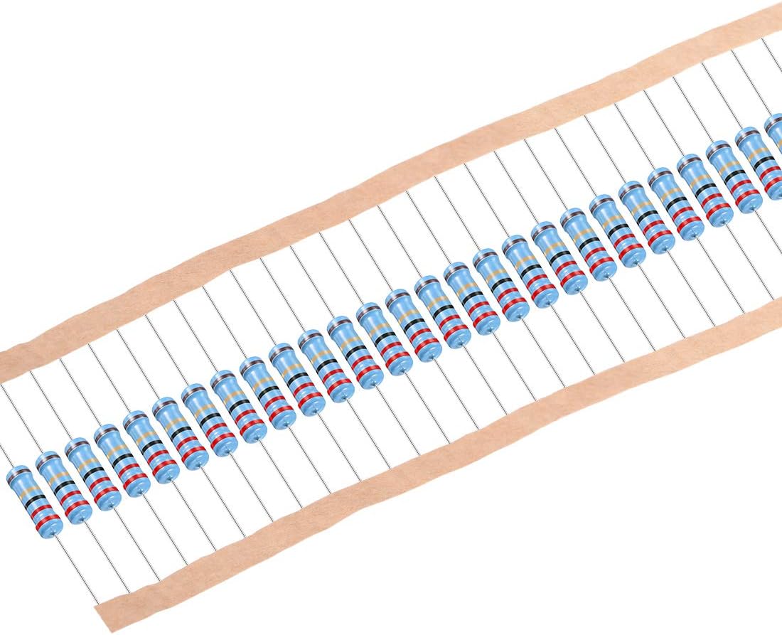 sourcing map 30Pcs 22 Ohm Resistor, 1W 1% Tolerance Metal Film Resistors, Lead, 5 Bands for DIY Electronic Projects and Experiments