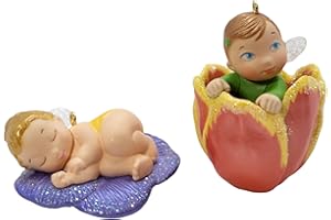 Hallmark Keepsake Ornament Pansy and Tulip Baby Fairy Messenger Series 2 Piece