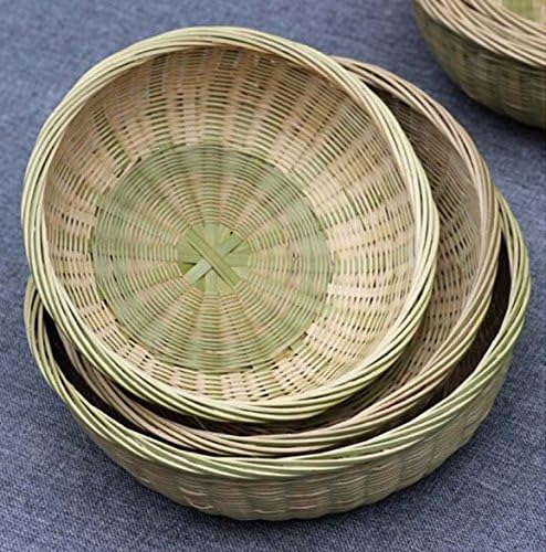 XDD Small Kichen Baskets for Bread, Fruits and Veggies Pure Natural Bamboo Basket (8-inch 9-inch 10-inch) (10-INCH)