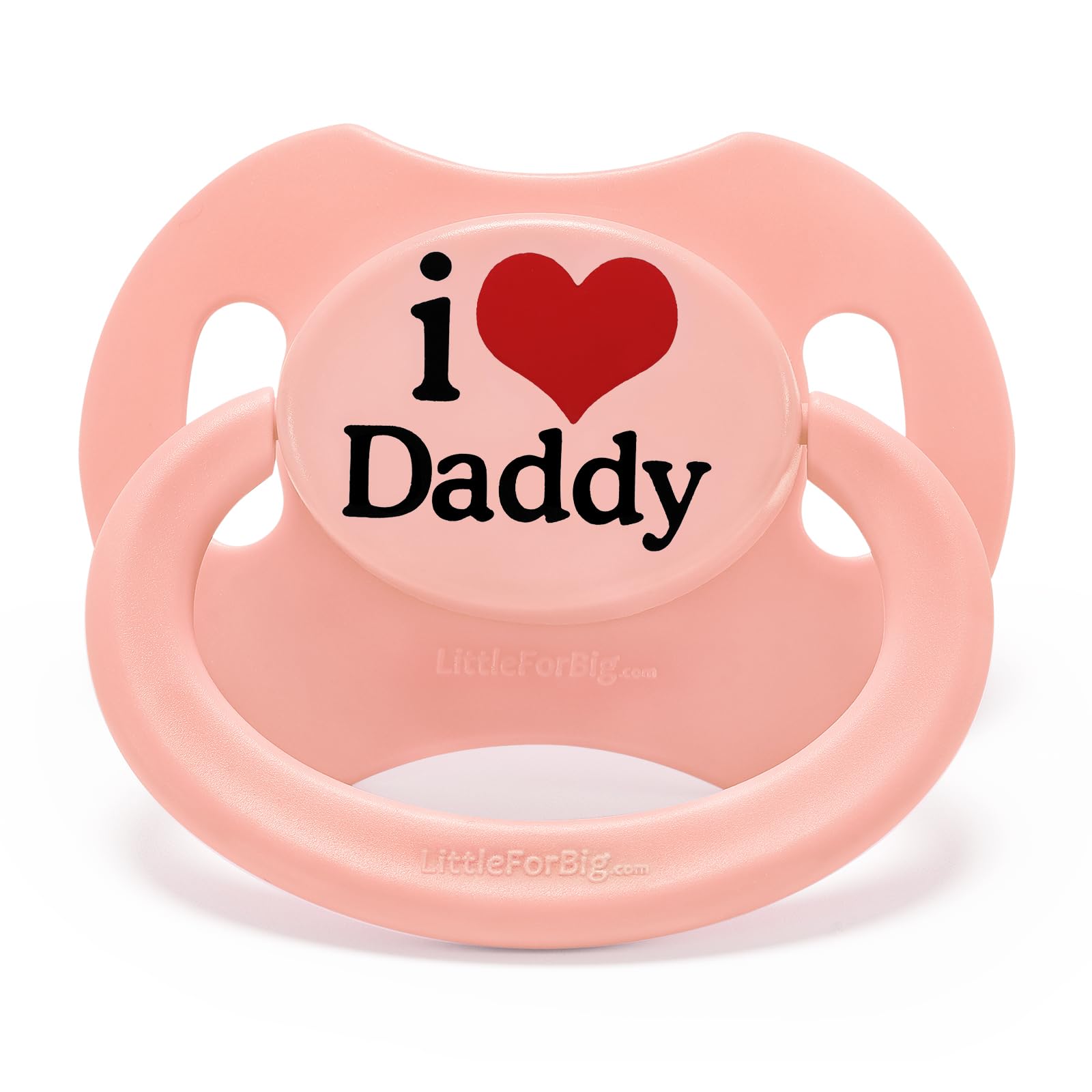 LittleForBig Bigshield Gen-II Adult Sized Printed Pacifier I Love Daddy Pattern Pink