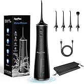 AquaFloss Pro Water Dental Flosser Teeth Pick Portable Cordless Oral Irrigator 300ml Water Tank Rechargeable Travel Teeth Cleaner IPX7 Waterproof Electric Water Flosser BV609 (Black)