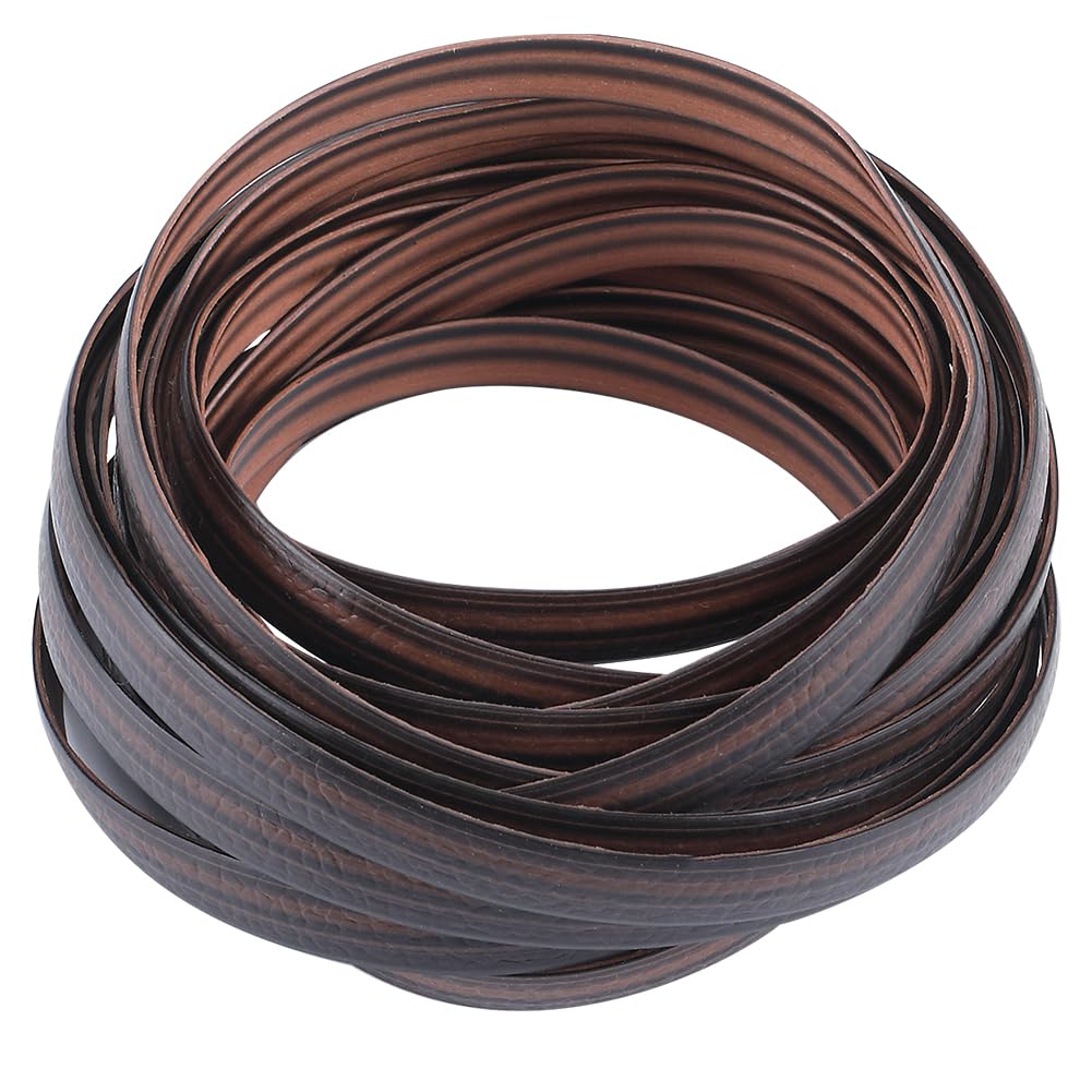 GORGECRAFT 35 Yard Plastic Rattan Wicker Roll Brown Synthetic Embossing Weaving Rattan Strip Wicker Rattan Repair Material Supplies for Wicker Furniture Repair Replacement Knit Chair Table Basket