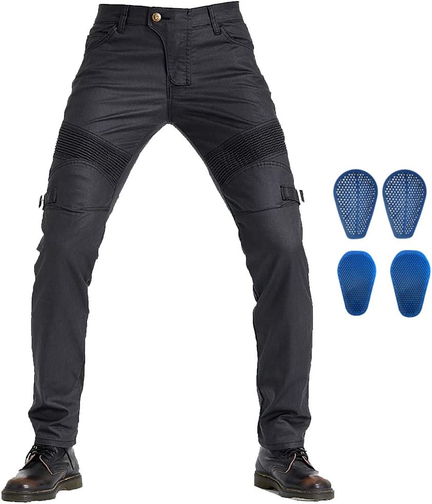 32 =Waist 35.4, Black L Takuey Motorcycle Riding Pants Reinforce with