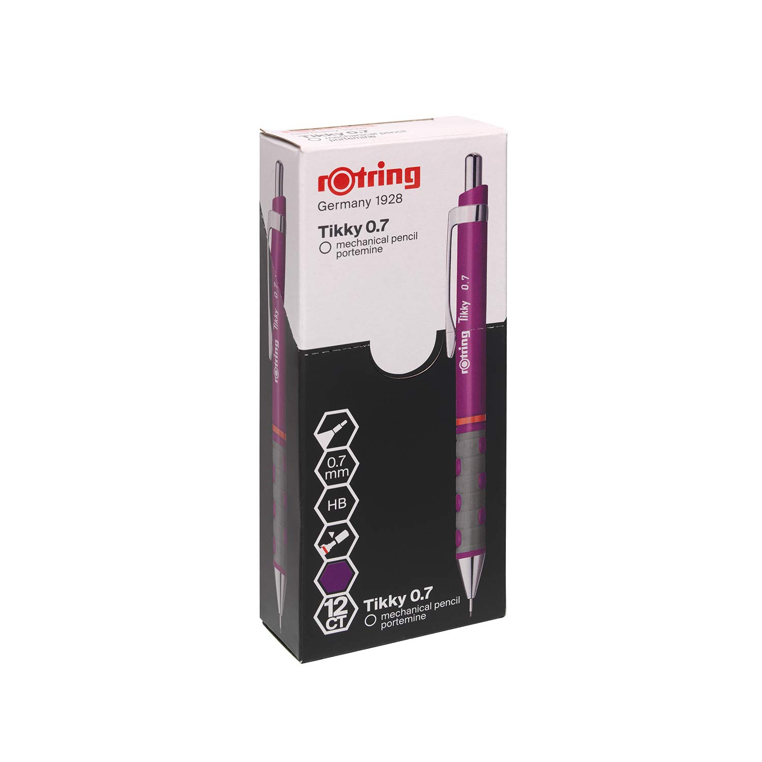 rOtring Tikky Mechanical Pencils | HB 0.7 mm Lead | Purple | Box of 12