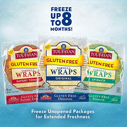 Toufayan Bakery, Spinach Gluten Free Wraps for Sandwiches, Tortillas