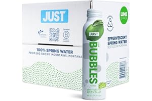 JUST WATER JUST Bubbles Lime - Pure Premium Sparkling Spring Water in a Fully Recyclable Reusable Eco-Friendly Bottle - 100% Mountain-Sourced Carbonated Water with Naturally Occurring Minerals, 16 Fl Oz (Pack of 12)