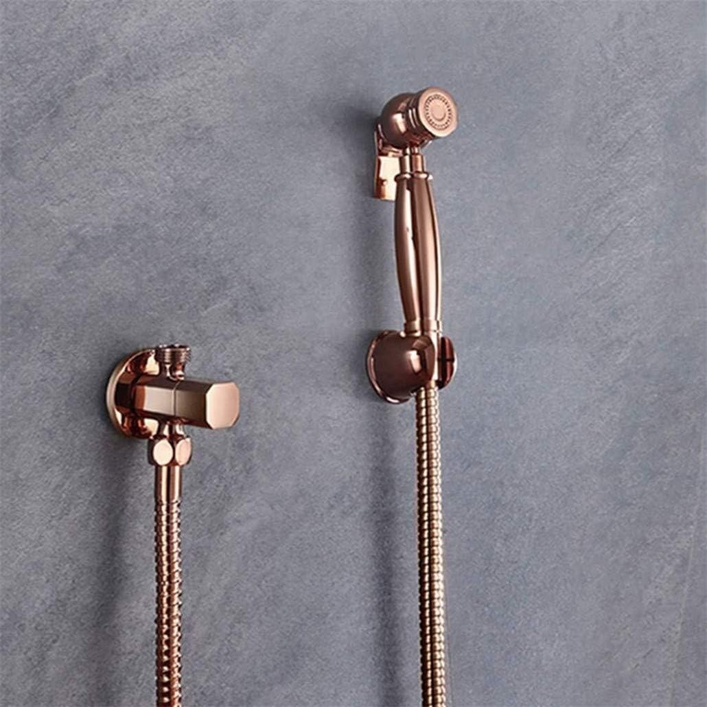 Toilet Irrigator Spray Gun High Pressure Faucet Single Cold Water Toilet Angle Valve Hand-held Sanitary Shower Head Car Wash Pet Sprayer (Color : Rose Gold a)