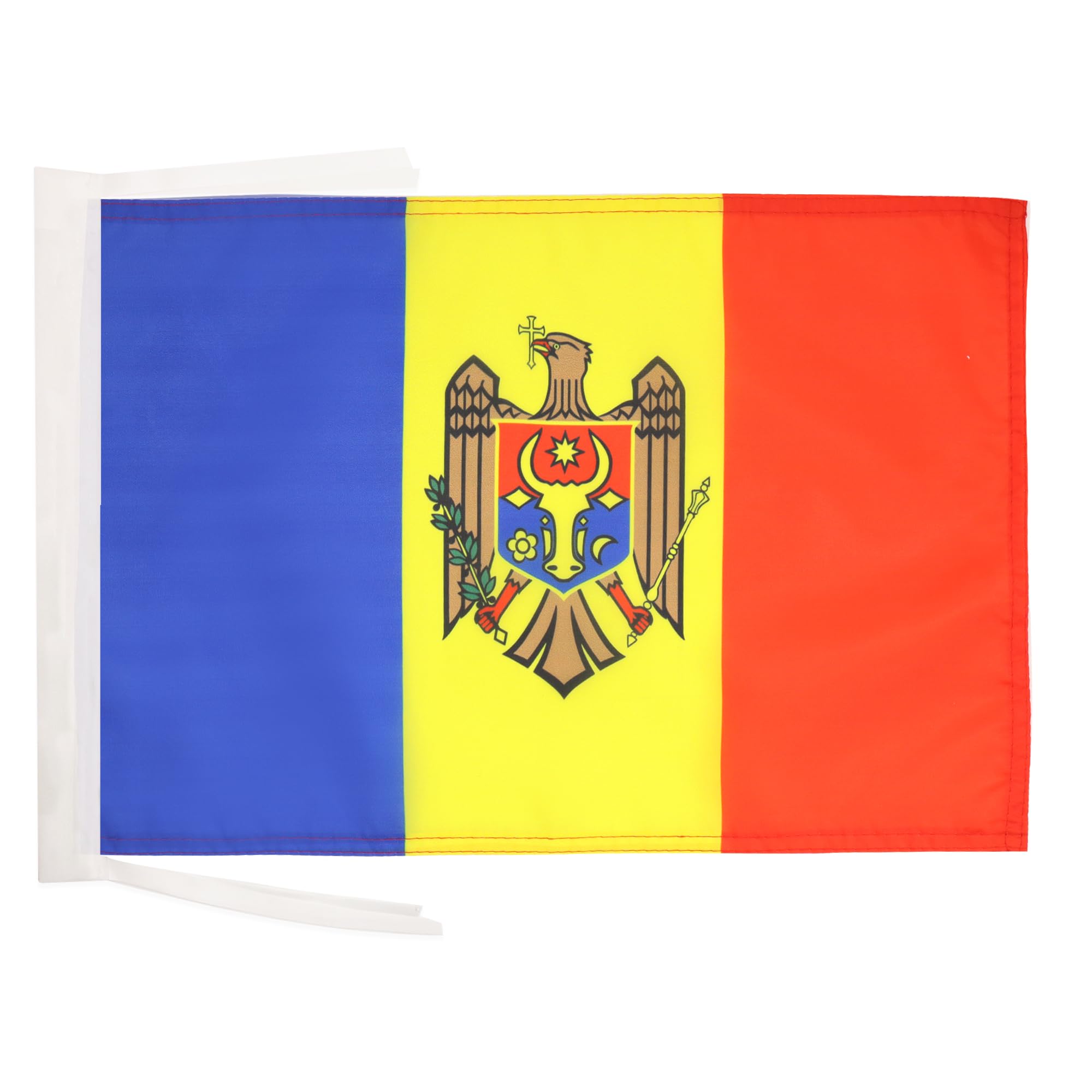 AZ FLAG - Moldova Flag - 18'' x 12'' - 100% Polyester Moldovan Small Banner with Two Cords - Fade Resistant - Vivid Colors - 18x12 in - 45x30 Cm — image 1